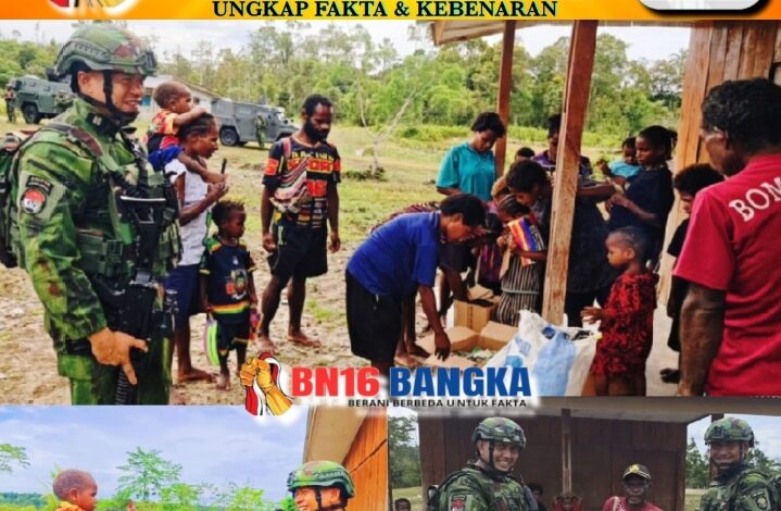 Yonif 300/Brajawijaya Tebarkan Kasih Sayang di Kampung Banggabeak Papua