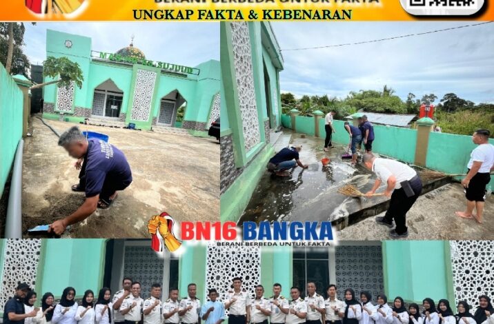 Sambut Ramadhan 1447 H, Lapas Tanjungpandan Gelar Kerja Bakti Bersama Warga Binaan di Masjid As-Sujuud