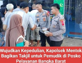 Wujudkan Kepedulian, Kapolsek Mentok Bagikan Takjil untuk Pemudik di Posko Pelayanan Polres Bangka Barat