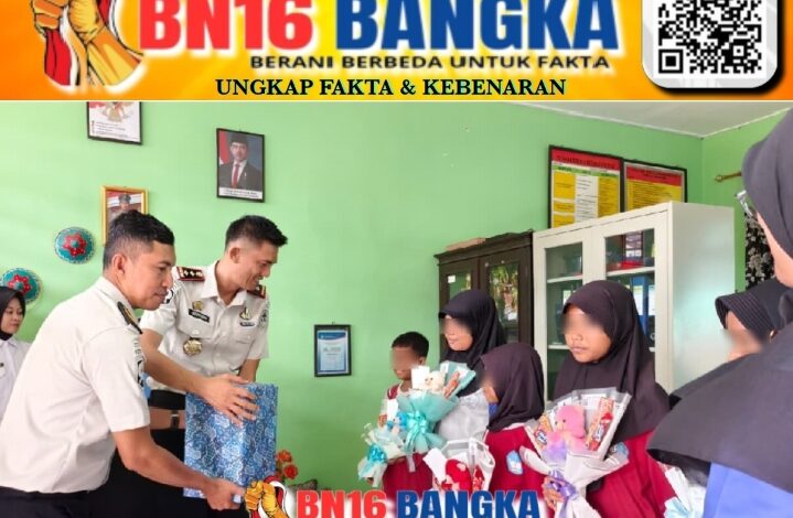 Sambut Hari Bakti Pemasyarakatan Ke-62, Lapas Kelas IIB Tanjungpandan Serahkan Bansos ke SDN 2 Badau