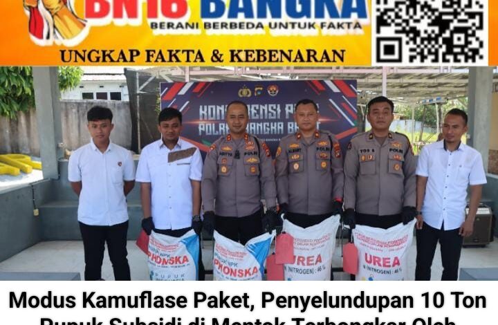 Polres Bangka Barat Bongkar Penyelundupan 10 Ton Pupuk Subsidi Bermodus Kamuflase Paket