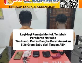 Tim Hantu Polres Bangka Barat Tangkap 2 ABH Pembawa 21 Paket Sabu di Mentok