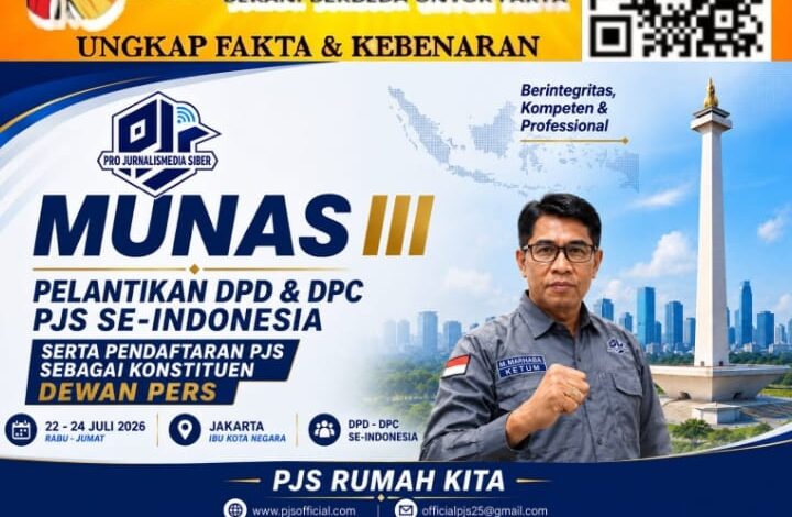 Wapres Gibran Bakal Diundang Hadiri MUNAS III PJS, Seminar Nasional dan Pelantikan Pengurus DPD-DPC se-Indonesia