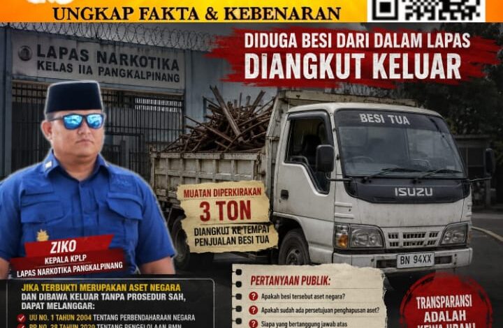 Pengangkutan Besi dari Dalam Lapas Jadi Sorotan, Jika BMN Harus Melalui Mekanisme Penghapusan dan Persetujuan Negara