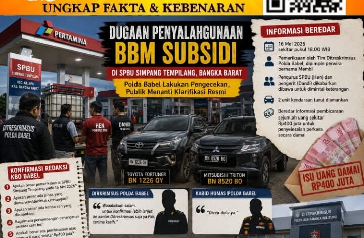 Informasi Pemeriksaan SPBU Simpang Tempilang Jadi Sorotan, Publik Menanti Transparansi Polda Babel