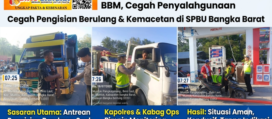 Cegah Penyalahgunaan BBM, Polisi Pantau Langsung Antrean SPBU di Bangka Barat