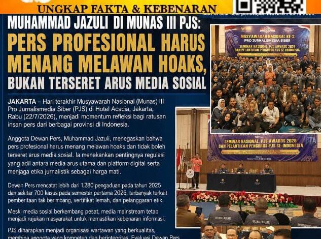 Hari Terakhir Munas III PJS, Dewan Pers Ingatkan Wartawan Jaga Etika dan Siap Hadapi Disrupsi Digital