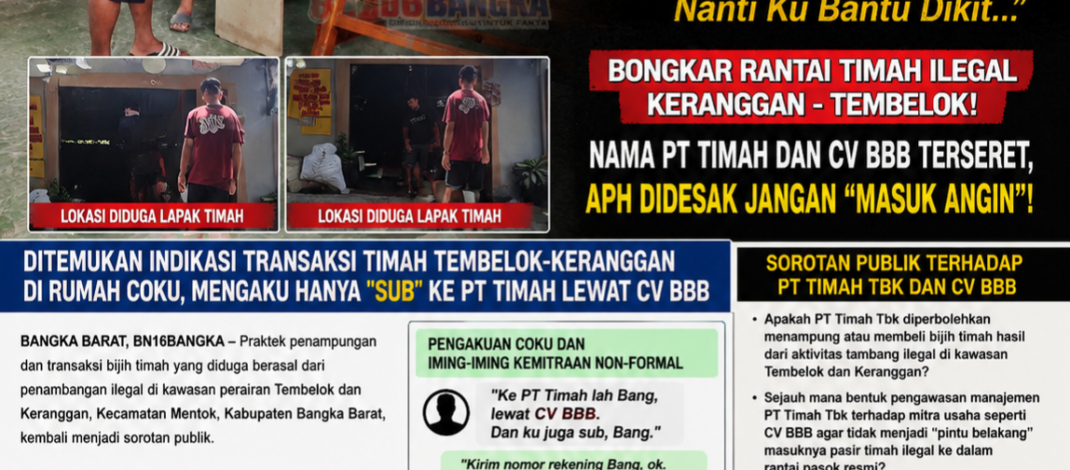 Ditemukan Indikasi Transaksi Timah Tembelok-keranggan di Rumah Coku, Mengaku Hanya “Sub” ke PT Timah Lewat CV BBB