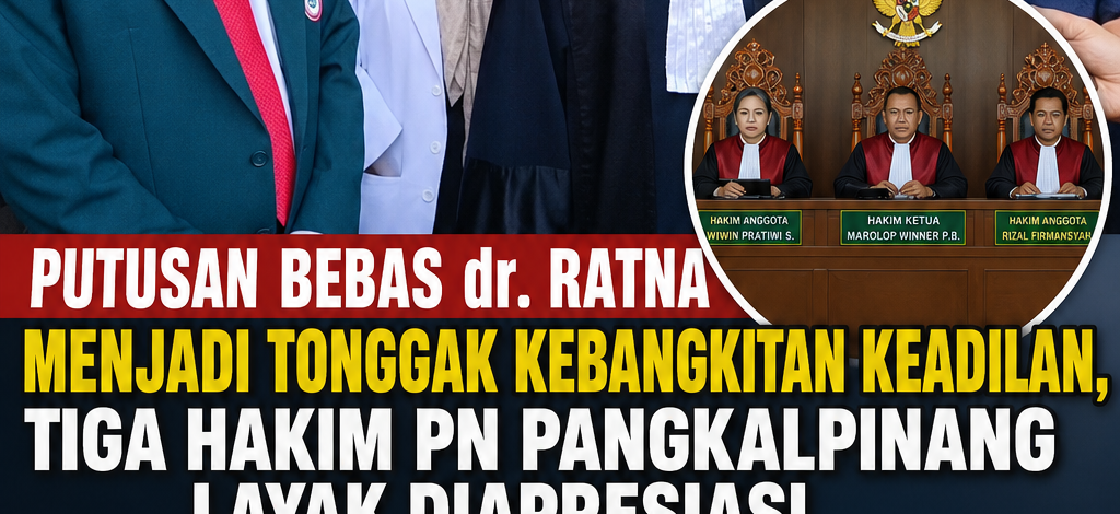 Putusan Bebas dr. Ratna Tuai Pujian, Hangga Sebut Tiga Hakim PN Pangkalpinang Penjaga Marwah Peradilan