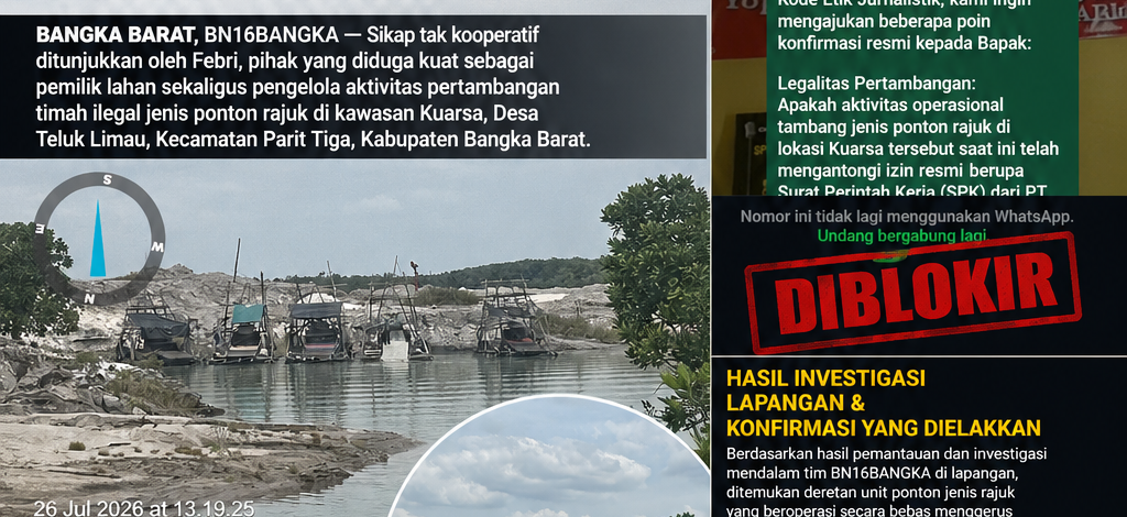 Bungkam Saat Dikonfirmasi, Pemilik Lahan Tambang Ilegal di Teluk Limau ‘Blokir’ WhatsApp Wartawan