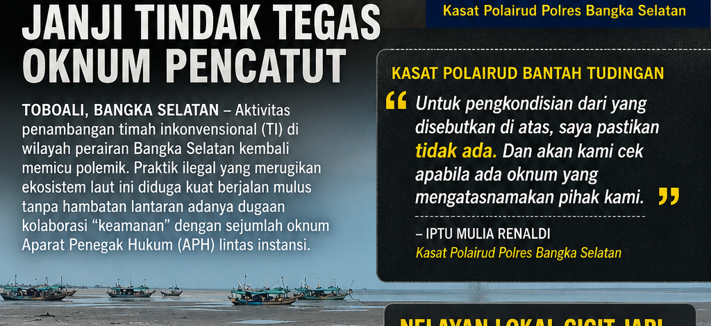 Tepis Dugaan “Pengkondisian” Tambang Liar, Kasat Polairud Bangka Selatan Janji Tindak Tegas Oknum Pencatut