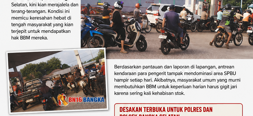 SPBU Simpang Bukit Toboali Dikepung Pengerit, Warga Menjerit Desak Polres Bangka Selatan Bertindak!