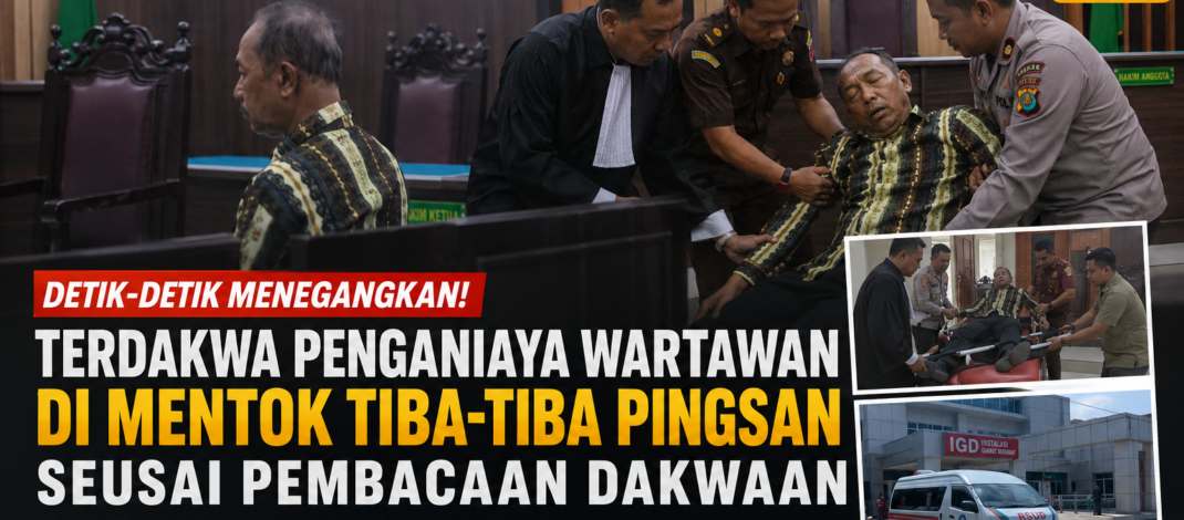 Detik-Detik Terdakwa Penganiaya Wartawan di Mentok Tiba-Tiba Pingsan Seusai Pembacaan Dakwaan