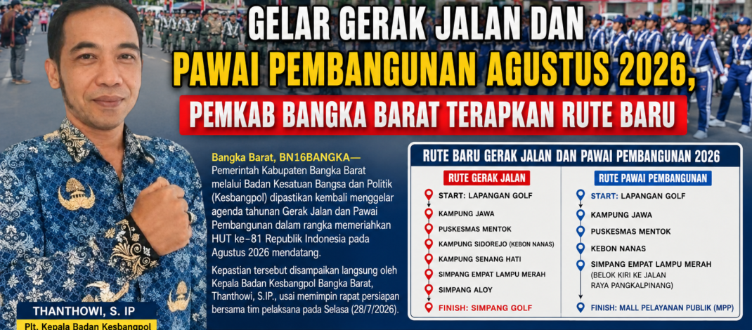 Gelar Gerak Jalan dan Pawai Pembangunan Agustus 2026, Pemkab Bangka Barat Terapkan Rute Baru