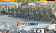 Sebagai dari Tugas Penjagaan Negara, Batalyon Infanteri TP 845/KS bersama Kodim 0414/Belitung Amankan Aksi Unjuk Rasa Penambang di PT Timah Tbk Belitung Timur