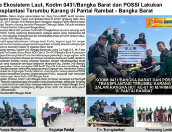 Jaga Ekosistem Laut, Kodim 0431/Bangka Barat dan POSSI Lakukan Transplantasi Terumbu Karang di Pantai Rambat