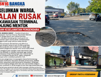 Dikeluhkan Warga, Jalan Rusak di Kawasan Terminal Tanjung Mentok Ancam Keselamatan Pengendara