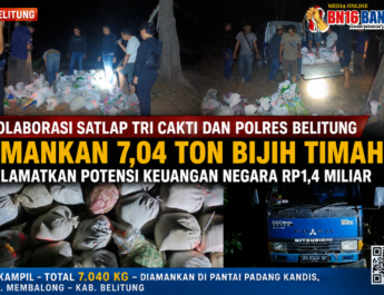 Kolaborasi Satlap Tri Cakti dan Polres Belitung Amankan 7,04 Ton Bijih Timah, Selamatkan Potensi Keuangan Negara Rp1,4 Miliar.