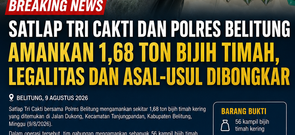 Peredaran Timah Diduga Tanpa Dokumen Disorot, Satlap Tri Cakti dan Polres Belitung Amankan 1,68 Ton