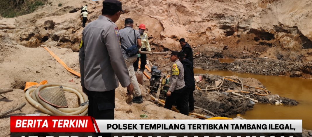Polsek Tempilang Tertibkan Tambang Ilegal, 15 Peralatan Diamankan