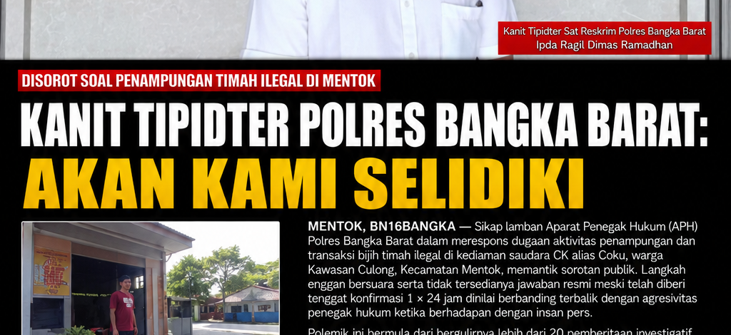 Disorot Soal Penampungan Timah Ilegal di Mentok, Kanit Tipidter Polres Bangka Barat: Akan Kami Selidiki
