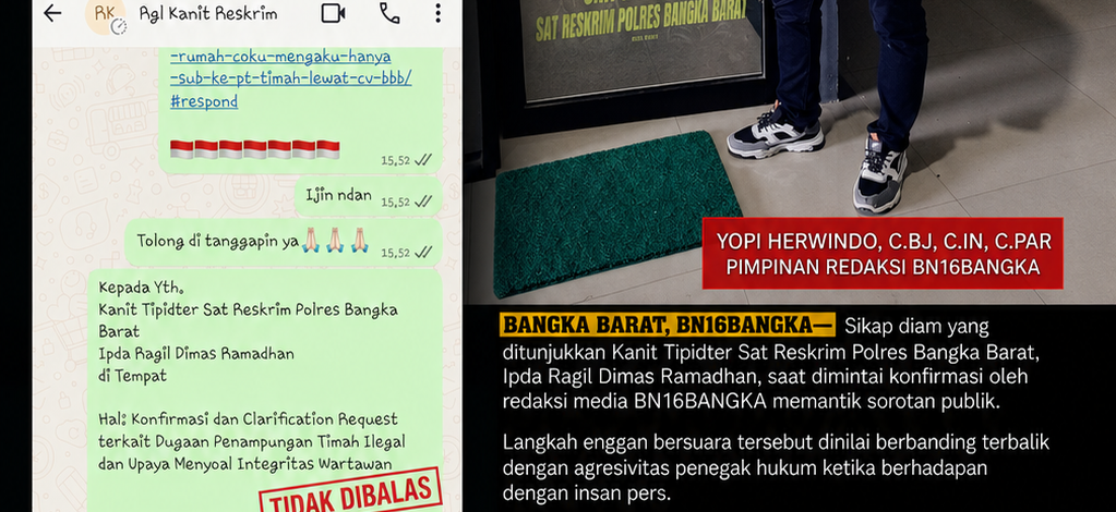 Bungkam Saat Dikonfirmasi, Sikap Kanit Tipidter Polres Bangka Barat Memicu Pertanyaan: Equality Before the Law Dipertanyakan