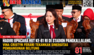 Hadiri Upacara HUT ke-81 RI di Stadion Pangkallalang, Vina Cristyn Ferani Tekankan Sinergitas Pembangunan Belitung