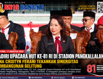 Hadiri Upacara HUT ke-81 RI di Stadion Pangkallalang, Vina Cristyn Ferani Tekankan Sinergitas Pembangunan Belitung
