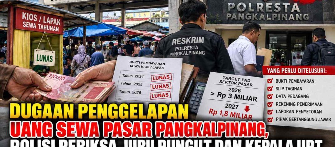 Dugaan Penggelapan Uang Sewa Pasar Pangkalpinang, Polisi Periksa Juru Pungut dan Kepala UPT