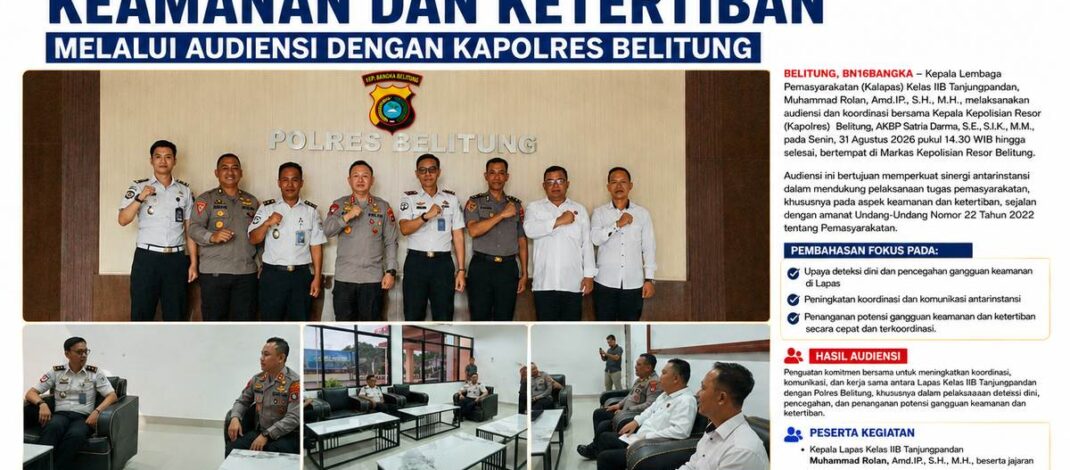 Kalapas Tanjungpandan Perkuat Sinergi Keamanan dan Ketertiban melalui Audiensi dengan Kapolres Belitung