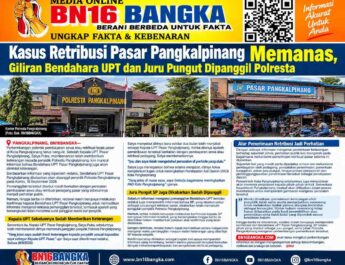 Kasus Retribusi Pasar Pangkalpinang Memanas, Giliran Bendahara UPT dan Juru Pungut Dipanggil Polresta