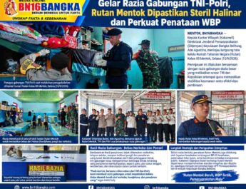 Gelar Razia Gabungan TNI-Polri, Rutan Mentok Dipastikan Steril Halinar dan Perkuat Penataan WBP