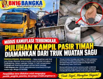 Modus Kamuflase Terbongkar, Puluhan Kampil Pasir Timah Diamankan dari Truk Muatan Sagu