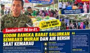 Sambut HUT TNI ke-81, Kodim 0431/Bangka Barat Pasok Air Gratis dan Gelar Bazar Murah untuk Warga