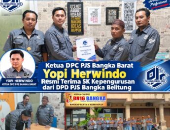 Ketua DPC PJS Bangka Barat Yopi Herwindo Resmi Terima SK Kepengurusan dari DPD PJS Bangka Belitung