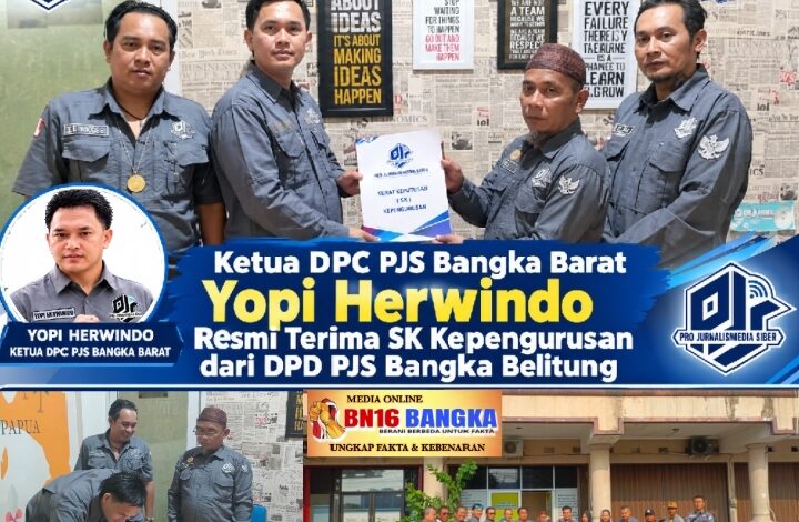 Ketua DPC PJS Bangka Barat Yopi Herwindo Resmi Terima SK Kepengurusan dari DPD PJS Bangka Belitung