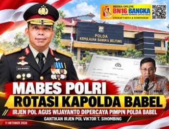Mabes Polri Rotasi Kapolda Babel, Irjen Pol Agus Wijayanto Dipercaya Pimpin Polda Bangka Belitung