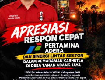 GMNI PALI Apresiasi Respons Cepat Pertamina Adera dan Sinergi Lintas Sektor dalam Pemadaman Karhutla Tanah Abang Jaya