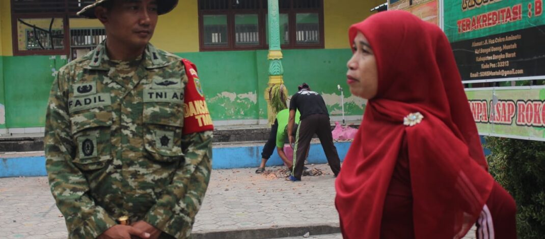 Satgas TMMD ke-130 Kodim 0431/Bangka Barat Rehab SDN 5 Mentok, Dukung Peningkatan Sarana Pendidikan   ‎