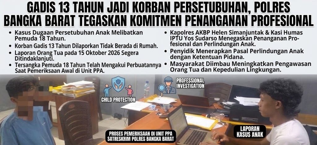 Gadis 13 Tahun Jadi Korban Persetubuhan, Polres Bangka Barat Tegaskan Komitmen Penanganan Profesional