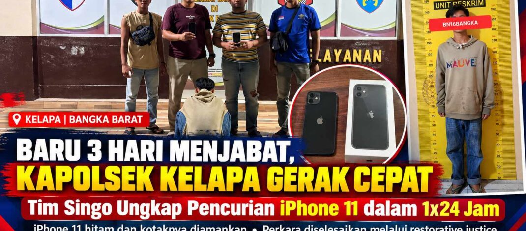 Baru Tiga Hari Menjabat, Kapolsek Kelapa Lewat Tim Singo Gerak Cepat Ungkap Kasus Pencurian iPhone dalam 1×24 Jam