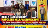 Baru Tiga Hari Menjabat, Kapolsek Kelapa Lewat Tim Singo Gerak Cepat Ungkap Kasus Pencurian iPhone dalam 1×24 Jam