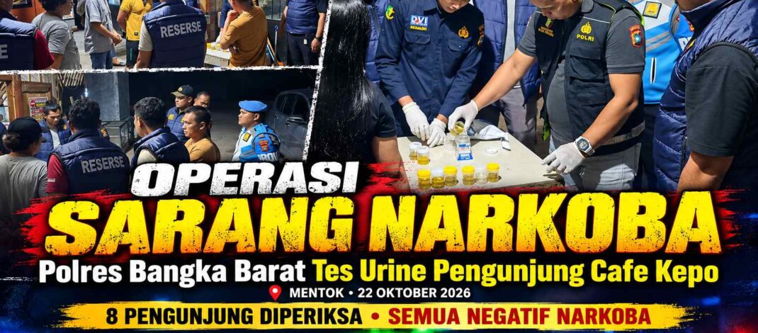 Gelar Operasi Sarang Narkoba di Mentok, Polres Bangka Barat Tes Urine Pengunjung Cafe Kepo depan Menumbing