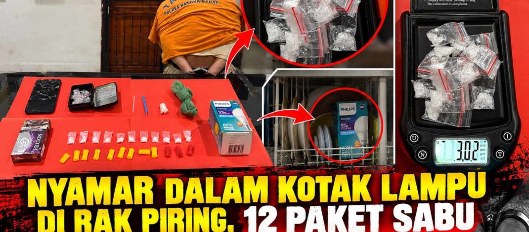 Nyamar Dalam Kotak Lampu di Rak Piring, 12 Paket Sabu Milik Warga Mentok Disita Tim Hantu