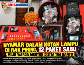 Nyamar Dalam Kotak Lampu di Rak Piring, 12 Paket Sabu Milik Warga Mentok Disita Tim Hantu